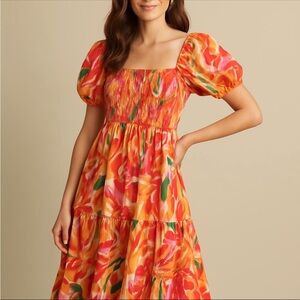 Francesca's Collections Colorful Floral Midi Dress